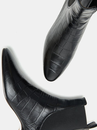 Allegra Chelsea / Coco Black Leather Croc Effect