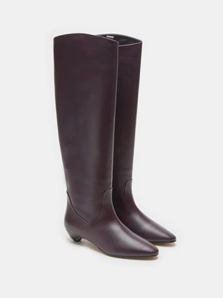 Allegra Riding Boot / Plum Leather
