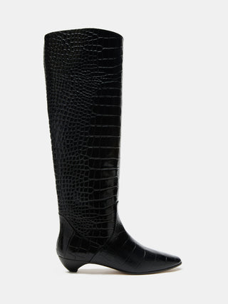 Allegra Riding Boot / Coco Black Leather Croc Effect