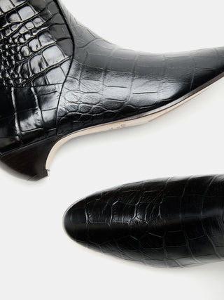 Allegra Riding Boot / Coco Black Leather Croc Effect