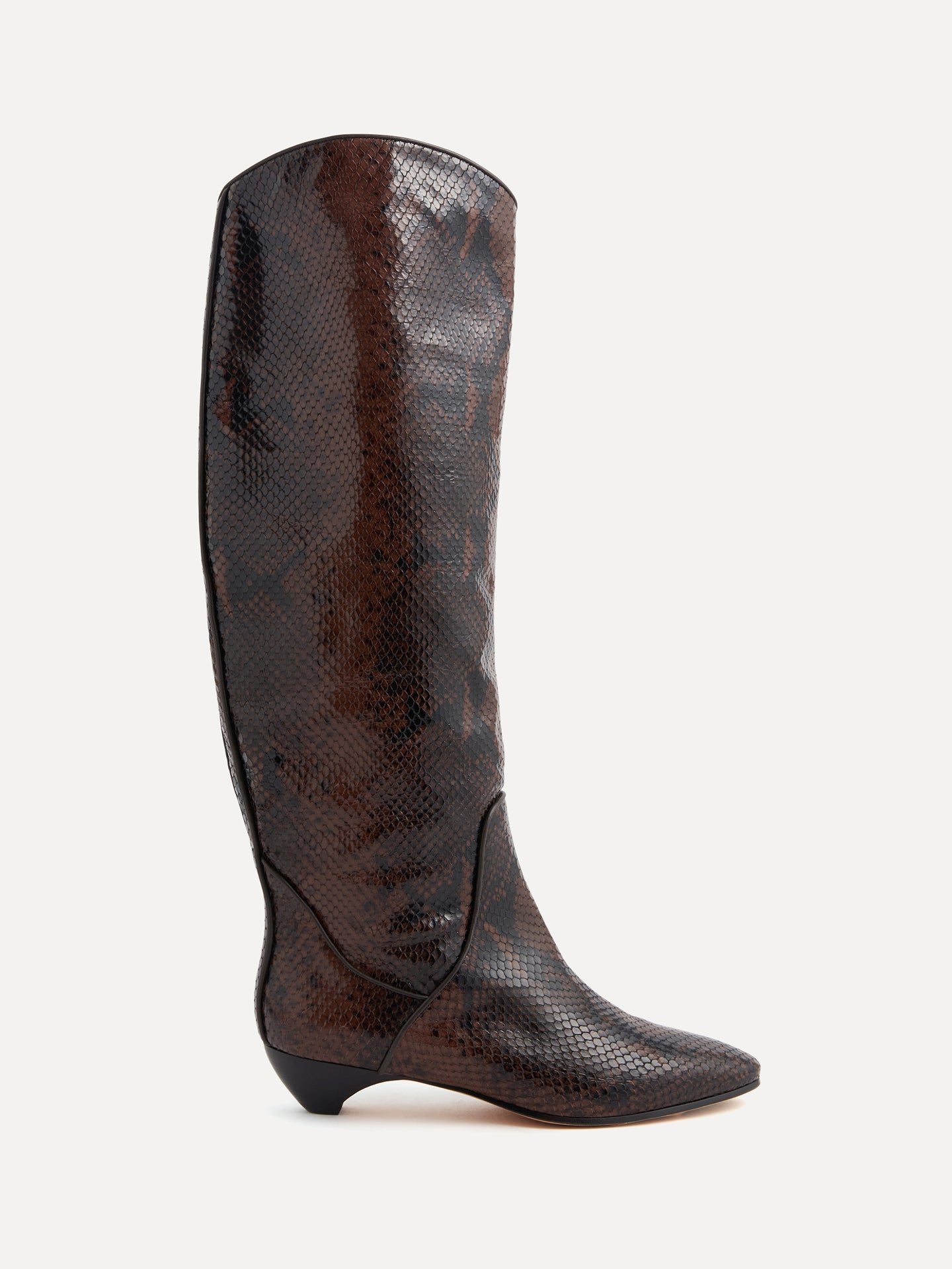 Allegra Riding Boot / Chocolate Leather Snake Effect