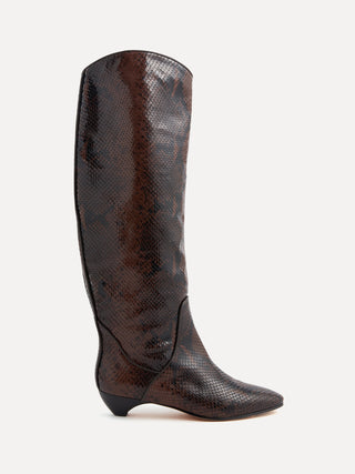 Allegra Riding Boot / Chocolate Leather Snake Effect