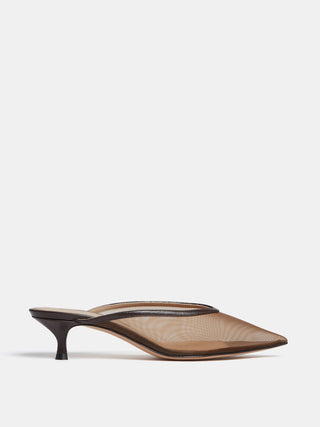 Venetian Kitten Mule / Brown Mesh