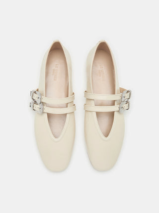 Ballet Claudia Slipper / Ecru Naplack Leather