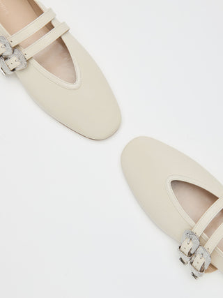 Ballet Claudia Slipper / Ecru Naplack Leather