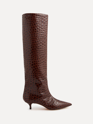 Babouche Kitten Boot / Castagna Leather Croc Effect
