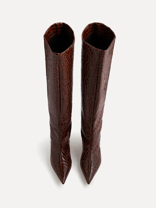 Babouche Kitten Boot / Castagna Leather Croc Effect