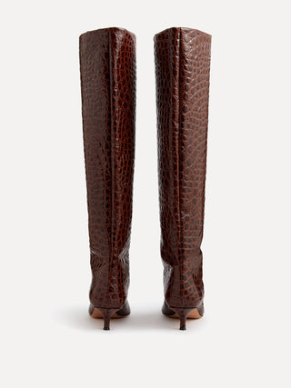 Babouche Kitten Boot / Castagna Leather Croc Effect