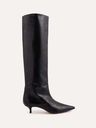 Babouche Kitten Boot / Black Leather