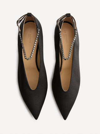 Babouche Kitten Crystal / Black Satin