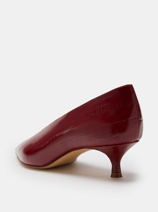 Babouche Kitten/ Oxblood Leather Eel Effect