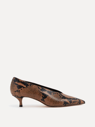 Babouche Kitten / Fango Leather Snake Effect