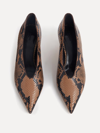 Babouche Kitten / Fango Leather Snake Effect
