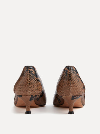 Babouche Kitten / Fango Leather Snake Effect