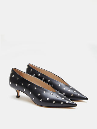 Le Monde Beryl – Babouche Kitten Black Leather Studs