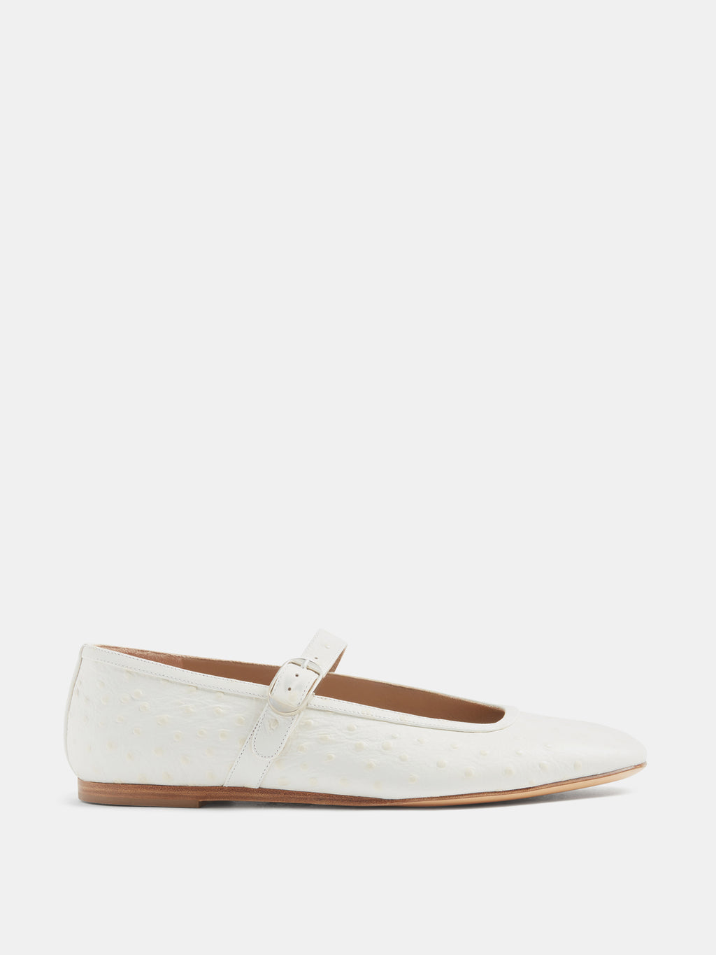 Ballet Mary Jane / Ivory Leather Ostrich Effect