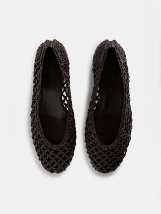 Ballet Pump Knotted / Chocolate Leather