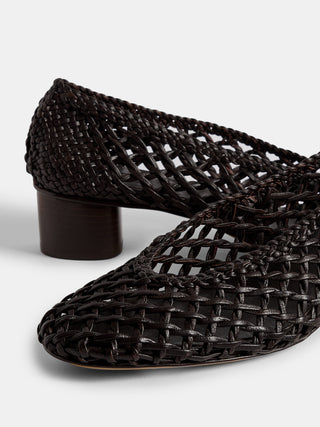 Ballet Pump Knotted / Chocolate Leather