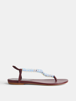 Beaded Thong / Burgundy Leather