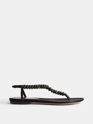 Le Monde Béryl - Beaded Thong Sandal Black Satin