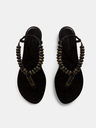 Le Monde Béryl - Beaded Thong Sandal Black Satin