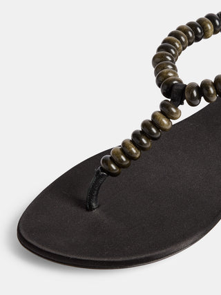 Le Monde Béryl - Beaded Thong Sandal Black Satin