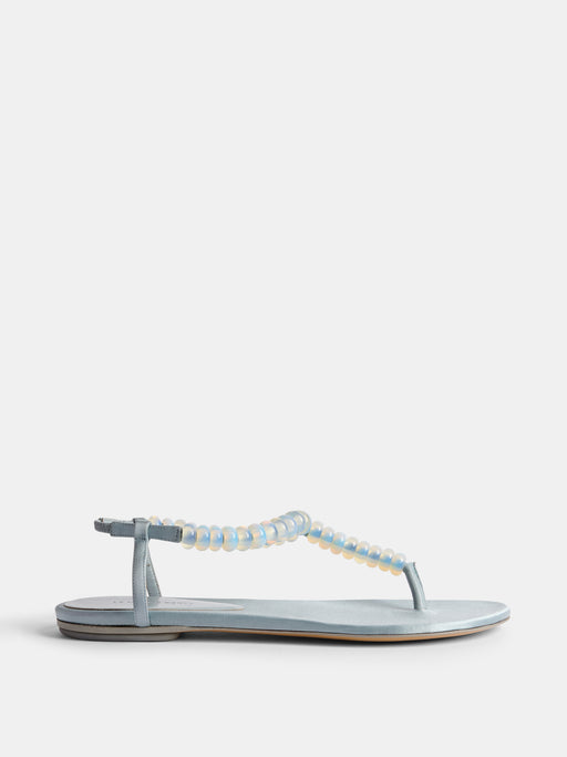Beaded Thong / Ice Blue Satin