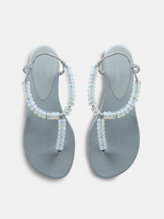 Beaded Thong / Ice Blue Satin