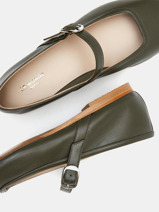 10mm Leather Mary Jane Ballet Flats