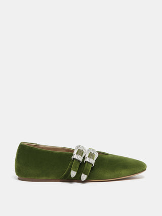 Claudia Slipper / Olive Green Velvet