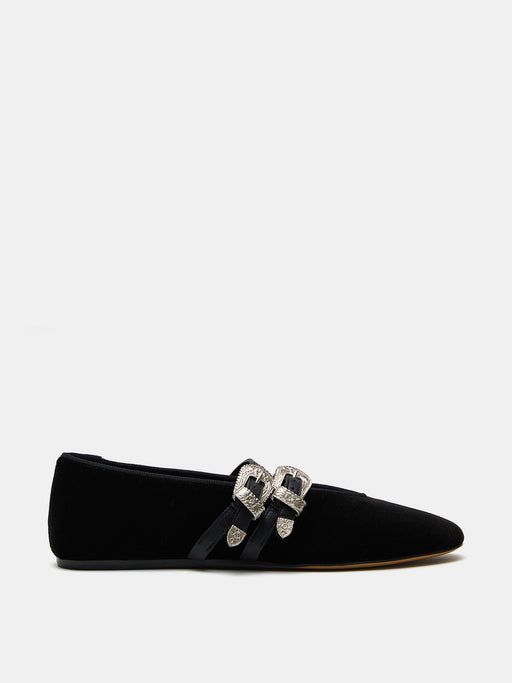 Spain+Co Black Velvet Stud Loafer 38