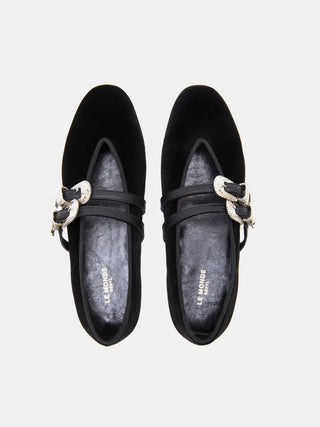 Spain+Co Black Velvet Stud Loafer 38