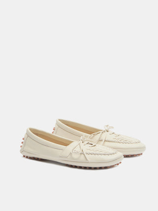 Le Monde Béryl - Driver Moccasin Taupe Ecru Leather