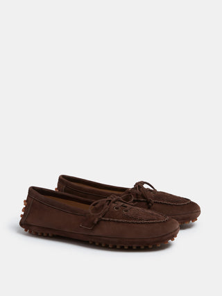 Driver Moccasin / Chocolate Suede Embroidered