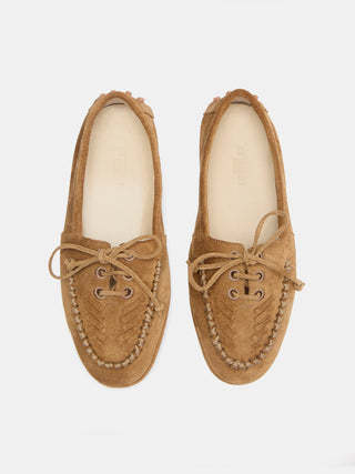 Le Monde Béryl - Driver Moccasin Taupe Suede Embroidered