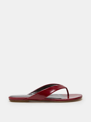 Flat Thong Sandal / Oxblood Leather Eel Effect