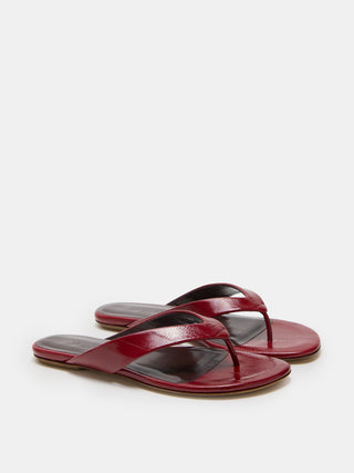 Flat Thong Sandal / Oxblood Leather Eel Effect