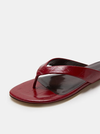 Flat Thong Sandal / Oxblood Leather Eel Effect