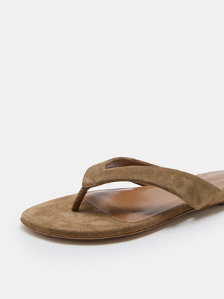 Flat Thong Sandal / Taupe Suede