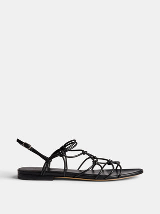 Le Monde Beryl - Grace Sandal Flat, Black Leather