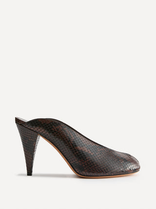 Iris Mule / Chocolate Leather Snake Effect