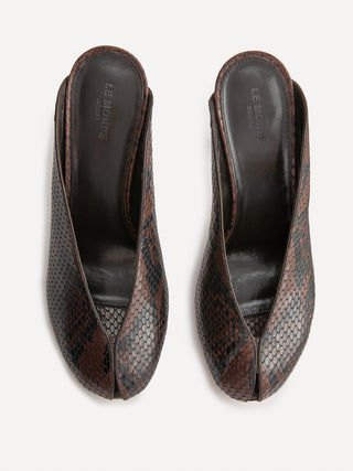Iris Mule / Chocolate Leather Snake Effect