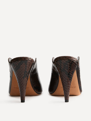 Iris Mule / Chocolate Leather Snake Effect