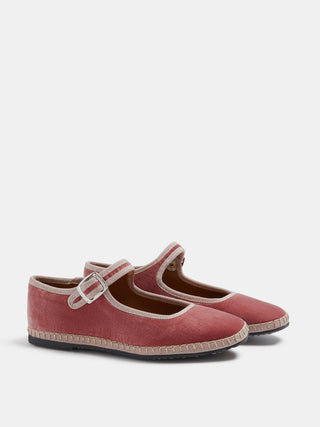 Le Monde Béryl - Kids Soft Mary Jane Pink Velvet