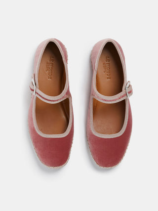 Le Monde Béryl - Kids Soft Mary Jane Pink Velvet