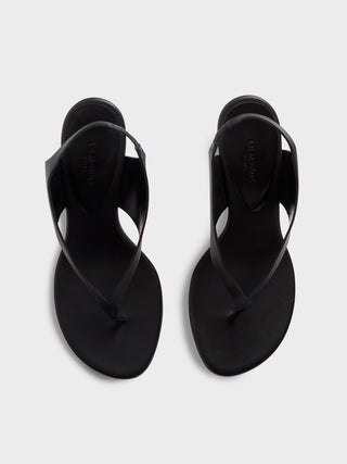 Le Monde Béryl - Langley Thong Wedge, Black Leather