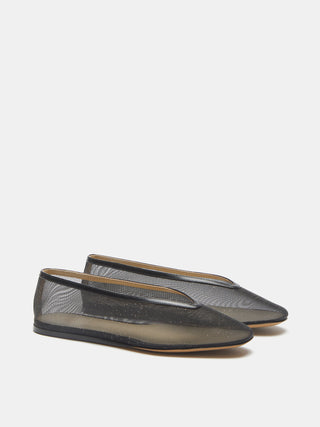 シューズ・サンダルその他 Le Monde Beryl Black glitter Luna slipper with net Luna Slipper / Black Mesh Glitter