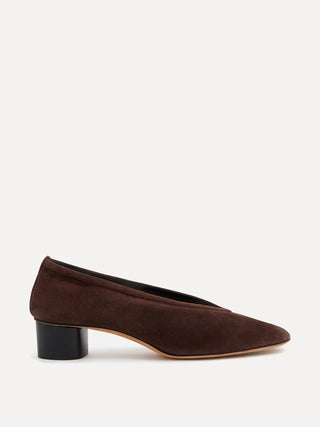 Luna Pump / Chocolate Suede Shearling