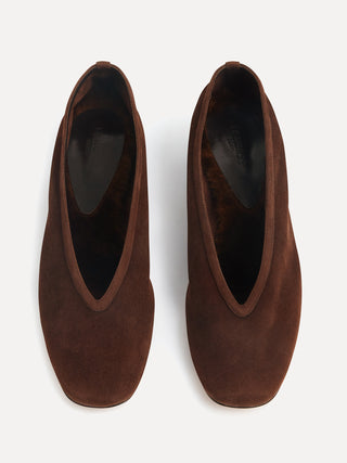 Luna Pump / Chocolate Suede Shearling