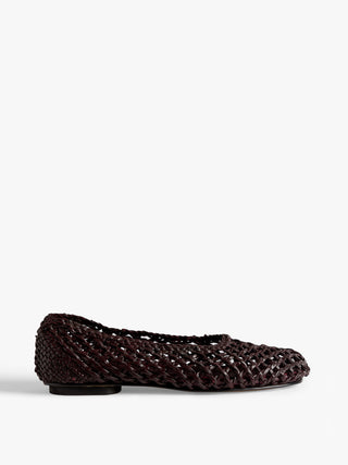 Le Monde Béryl - Mica Flat, Burgundy Knotted Leather